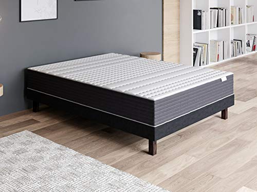 Ensemble Matelas mémoire + sommier 140x190 Memo Supreme Hbedding - Mousse Ergonomique et Mousse Effet mémoire de Forme