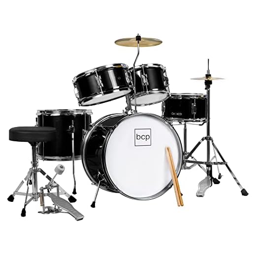 Best Choice Products Kids 5-Piece Beginner Drum Set Junior Kit, Starter Percussion w/Cymbals, Pedal, Drumsticks, Stool, Toms, Snare, Hi Hat - Black