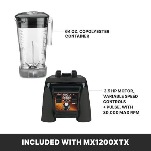Waring Commercial MX1200XTX 3.5 HP Blender with Variable Speed Dial Controls and a 64 oz. BPA Free Copolyester Container, 120V, 5-15 Phase Plug - Image 6