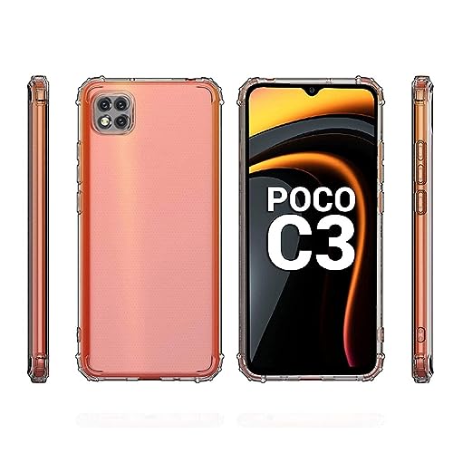 Image of COVERBLACK Rubber Back Cover for Poco MZB07RLIN / Poco C 3 - Transparent