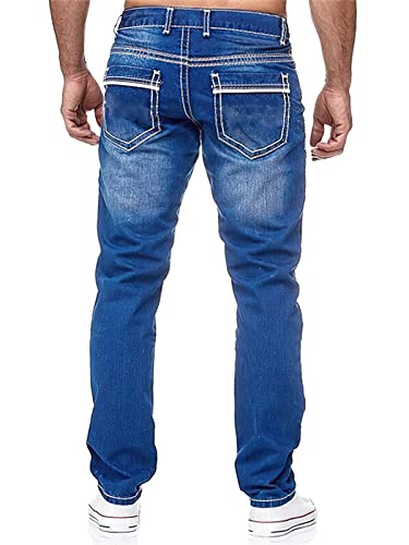 CHARTOU Men's Fashion Stretchy Regular Fit Mid Rise Straight Leg Long Jeans3