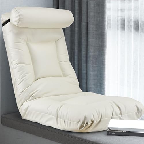 Silla para videojuegos con respaldo ajustable, moderna silla plegable para relajación y meditación, 6 posiciones ajustables, soporta 60 kg, incluye reposacabezas