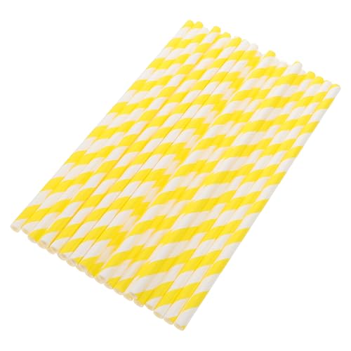 Pitillos de papel rayados amarillo y blanco 100 pcs miniatura 1