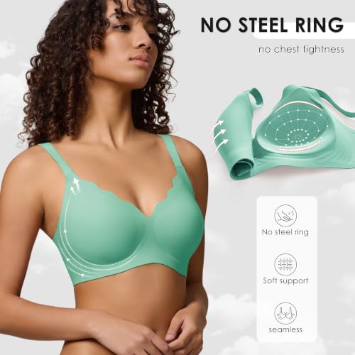 Image of Seamless Wireless Bra for Women with Support - No Underwire Full Coverage Push Up Comfort Bras - Back Fat Smoothing Bralettes