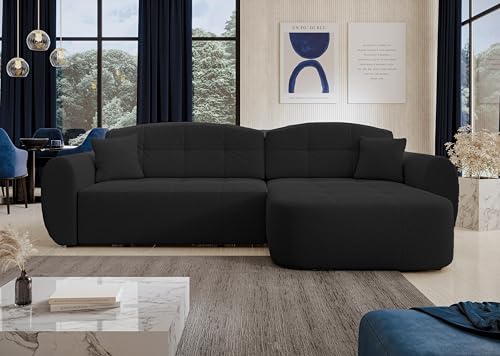 AXLIVING Ecksofa mit Schlaffunktion Nubio 282 cm breit – Schwarze Couch AXLIVING Ecksofa mit Schlaffunktion Nubio 282 cm breit – Schwarze Couch