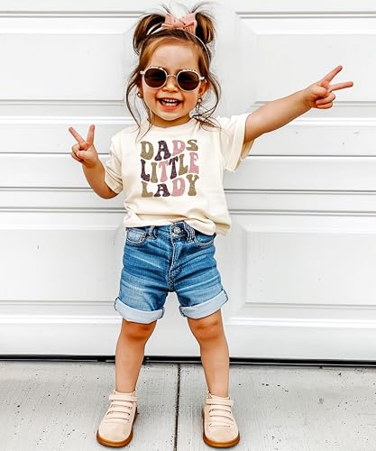 Olive Loves Apple Dad's Little Lady Shirt for Girls Retro Distressed Daddy's Girl Tee for Toddlers and Kids3