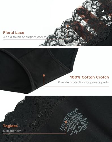 Image of INNERSY Women's Cotton Underwear Lace High Waisted Panties 5-Pack