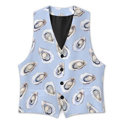 Oysters Pattern Trendy Vest Suit for Men V Neck Formal Dress Waistcoat Vests Business Slim Fit2