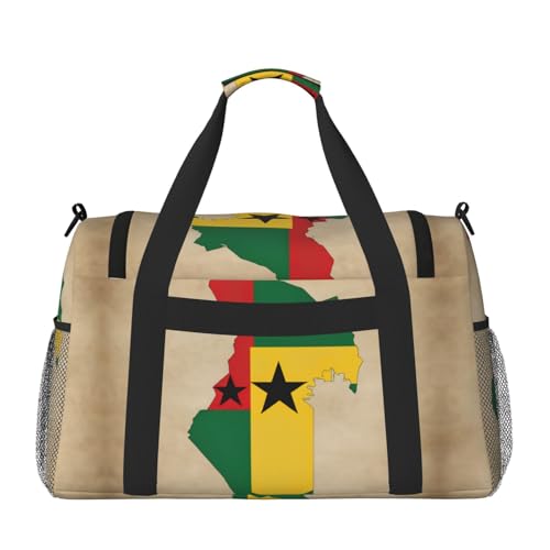 Togo Map with two black stars print Travel Duffle Bag Gym Bag for Women,Puffer Tote Bag,Weekender Overnight Bag Organizer2