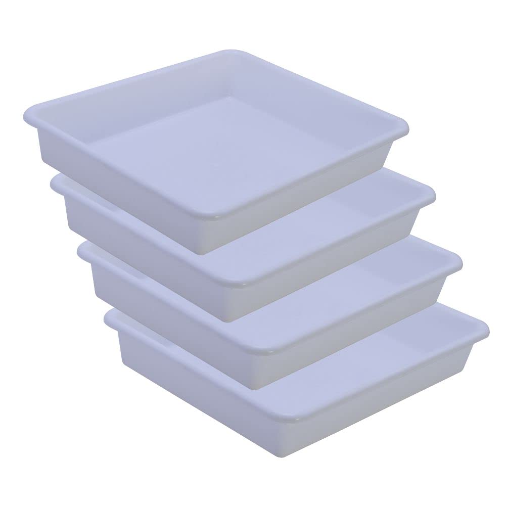 Simply Home Multipurpose Rectangular Small Plastic Trays| Stationary Office Organiser Tray | Strong Plastic Material | Colorful Stackable Storage Trays for Home & Office |Pack of 4 | Transparent