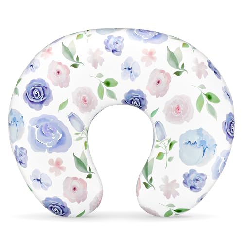 Image of TANOFAR Nursing Pillow Cover, Stretchy Removable Breastfeeding Pillow Cover, Ultra Soft Snug Fits On Newborn Feeding Pillow Case for Baby Girls /Boys, Purple Flower