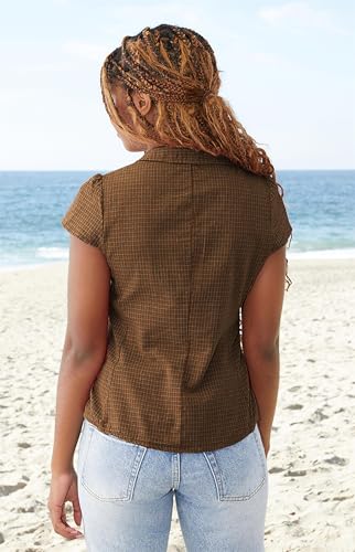 Image of Y2k Girls Vintage Coquette Button Down Shirt Women Short Sleeve V-Neck Slim Fitted T-Shirt Cute Blouse Crop Top