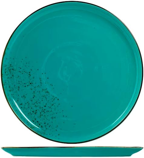 H&H Reactive Set Stoneware Pizza Plate, Light Blue, 12-Inch