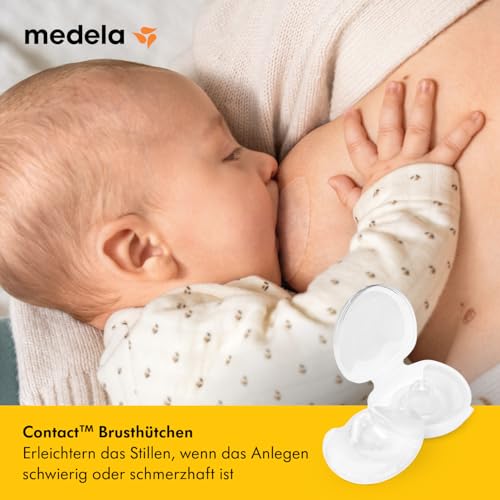 Medela Contact Brusthütchen aus Silikon – Weiches, ultradünnes Design – BPA-frei – 1 Packung mit 2 Hütchen (20 mm) und Aufbewahrungsbox