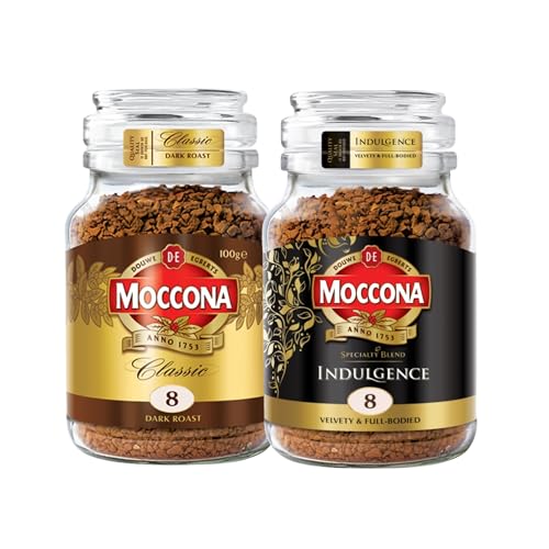 Image of Moccona Classic Dark Roast + Indulgence Instant Coffee - 200g (Pack of 2)| Imported Coffee | Premium Arabica & Robusta Blend | Freeze-Dried | Bold & Strong Flavor