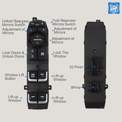 Wahparts Driver Side Window Switch Compatible with 2015-2020 Kia Sorento 2.0L 2.4L 3.3L Replace 93570-C5010 Front Left Master Power Window Switch