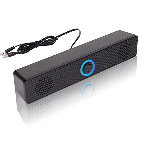 Hoopoocolor Haut Parleurs D'Ordinateur, Barre de Son Hi FI, Haut Parleurs Filaires Alimentés par USB À Entrée 3,5 Mm avec Contrôle du Volume, Haut Parleurs Compatible avec Plusieurs Appareils