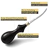 WUTA M390 Die Steel Leather Edge Beveler PRO 2.2mm 1PCS Skiving Craft Work Tools Cutter Edger Creaser Skiver Supplies Professional Design Bevelers Leathercraft Kit Ebony Handle #1