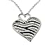 Zebra Heart Necklace [Ethnic Love Series] Silver Iced Out Crystal Black & White Pendant Jewelry