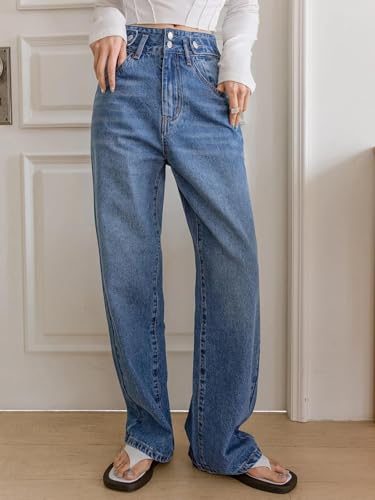 Image of KOTTY Wide Fit Denim Pants - Women's High Rise Wide Leg Comfort