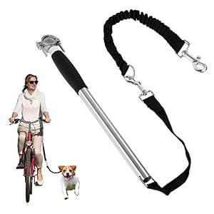 ECOCONUT Dog Bike Leash Bicycle Dog Leash Hands Free Bike Leash for Dogs Safety Bike Dog Leash Fit for Outdoor Exercise Dog Walking Essentials Easy to Install and Removal Silvery