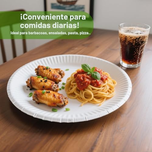 Miniatura 6 de 110 Platos Cartón Blancos De 23 Cm Platos Papel Para Cumpleaños, Fiestas Y Barbacoas Platos Cumpleaños Resistentes Y Elegantes, Para Eventos Y Celebraciones.