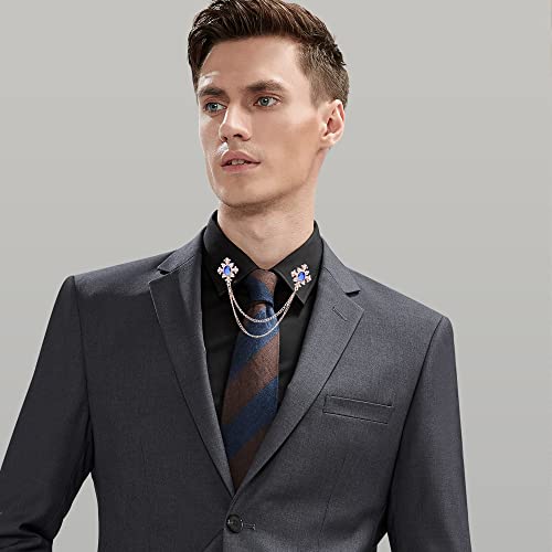 Image of Anmpab Cross Crystal Tassel Chain Brooch Gold Silver Tassel Collar Pins Broochs Rhinestone Lapel Pin for Men Women Suit Accessories