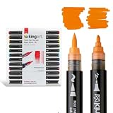 KINGART 12-Piece Twin-Tip Acrylic Paint Brush Pen Set – Flexible Brush & 1.2mm Fine Tips – Smooth Opaque Water-Based Ink for Rocks, Wood, Canvas, and Fabric – 12 Vibrant Classic Colors