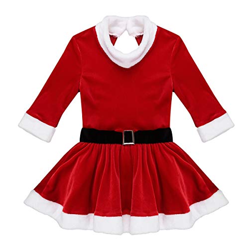 TiaoBug Girls Mrs Claus Costume Santas Christmas Party Dress Outfit Figure Ice Skating