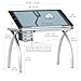 SD Studio Designs 10050 Futura Craft & Drawing Table with Adjustable Tempered Safety Glass Top – Modern Art Desk with Storage Drawers, Pencil Ledge, Silver/Blue Glass