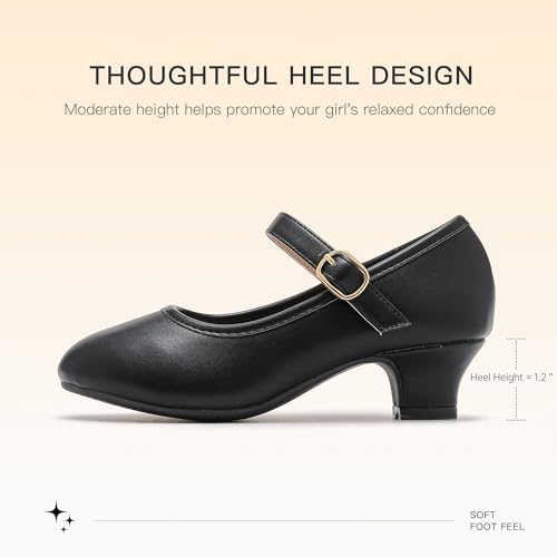 Image of Dufannie Girls Dress Shoes Low Heel Princess Flats Mary Jane Flower Wedding Party Glitter Shoes for Kids Toddler