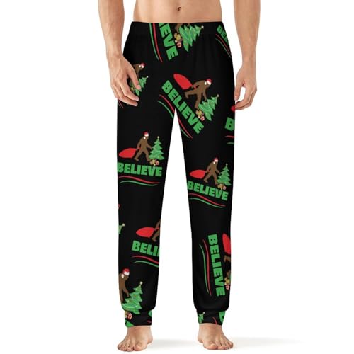 Christmas Bigfoot Sasquatch Men's Pajama Pants Lightweight Joggers Lounge Pants Pj Bottoms Sleep Pants