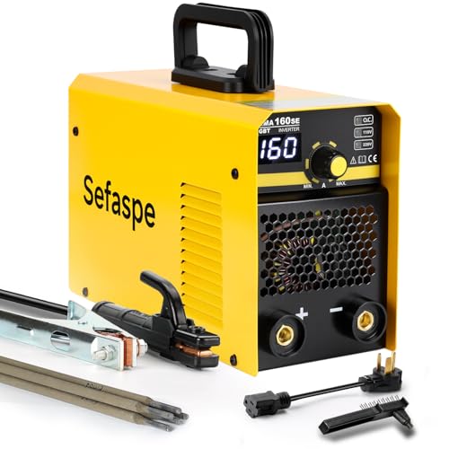 Image of Sefaspe 110V/220V Stick Welder with Digital Display, 160A ARC/Lift TIG Welding Machine with Synergic Control, IGBT Inverter Portable MMA Welder Machine with Hot Start, Arc force and Anti-Stick
