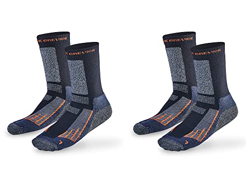 Black Crevice Merino Outdoorsocken Calcetines para Exteriores, Largo-Negro/Naranja, 43-46 Unisex Adulto