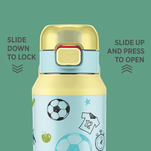 Image of Milton Steel Helio 900 Thermoware Water Bottle 600 ml with One Touch Safety Lock & Twin Lid Sip or Gulp, Long Hours Hot & Cold, Leak Proof, ISI Certified, PU Insulated, for Kids, School, Pastel Yellow