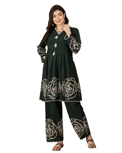 Image of Stylum Women's Floral & Embroidered Cotton Short Kurti Palazzo Set