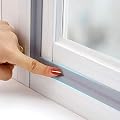 MOPMS Draft Stopper Sweep, Door Weatherproofing Stripping, Window Seal Strip Self-adhisive Soundproof Seal Strip Cuttable Window Weather Stripping, Length 2M/78.7'' - Grey