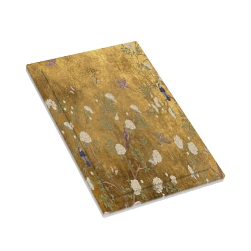 Decorative Switch Plate Covers Vintage White Flowers Birds on Golden Background 1 Gang No Device Single Blank Outlet Covers Wall Plate Light Switch Cover Plate for Bedroom Decor