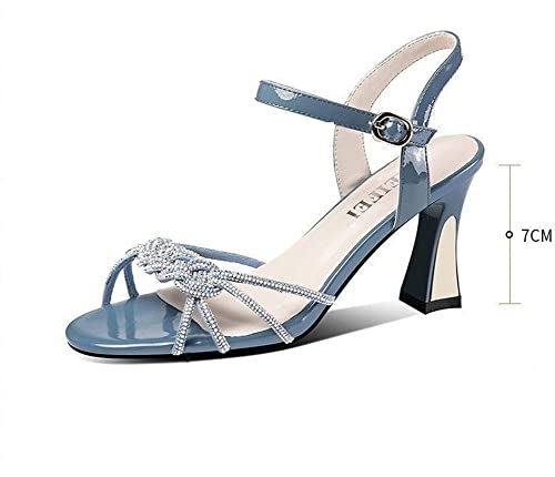 JUZIZHI Women's Low Heel Sandals Sexy Clip Toe Ring Ankle Strap Sandals Square Open Toe Stiletto Sandals Wedding Party High Heeled Sandals2