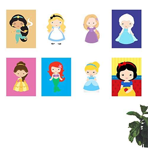 8 Quadros Decorativo Princesas da Disney 30x22cm