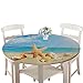 Manteles Antimanchas Impermeable Redonda, Treer Lavable Poliéster Manteles de Borde Elástico con 3D Paisaje Impreso Cubierta de Mesa, Decoración Mesa para Cocina Comedor Fiesta (Estrella mar,90cm)