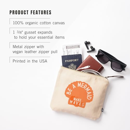 Lantern Press Be a Mermaid Make Waves Simply Said, 100% Cotton Zipper Pouch, Travel Accessory, Go Bag3