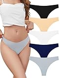 VOENXE Perizoma Mutande Donna,Senza Cuciture Slip Brasiliana,Tanga Microfibra,Invisibile Mutanda Taglio Laser Brasiliano Intimo,Women Seamless Thong Underwear,Sportivo Perizomi Vita Bassa,Pacco da 5
