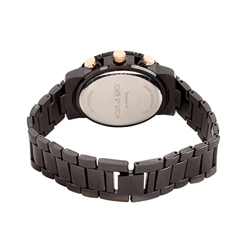 Image of Joker & Witch Stainless Steel John And Jane Couple Analogue Watches, Black Dial, Rose Gold Band