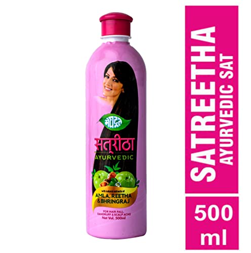 Image of Meghdoot Ayurvedic Combo Pack of Satreetha Shampoo 500ml + Maha Bhringraj Oil 200ml, Satreetha Shampoo For Hair Care, Scalp Cleansing & Maha Bhringraj Oil Protects Hair Loss from Headache, Pack of 2