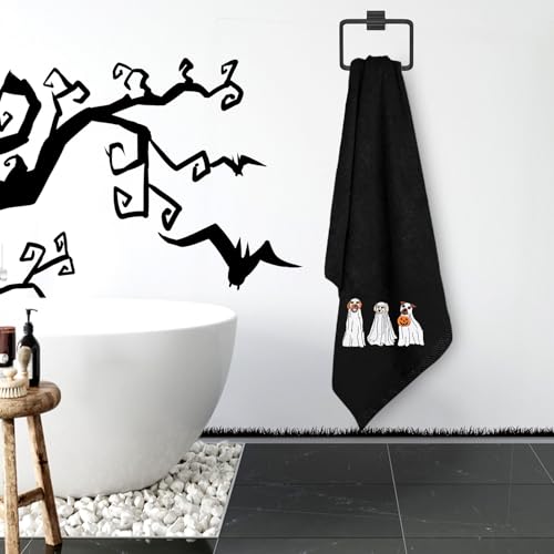 Jarthenaamcs J2971 2Pcs Happy Halloween Hand Towels Embroidered Ghost Dogs Cotton Bathroom Towels Halloween Dish Towels thumb #4