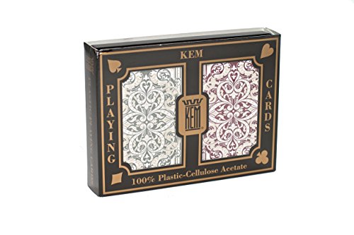 KEM Jacquard Playing Cards: 2-Deck Set Green/Burg (Bridge - Narrow)