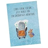 Mr. & Mrs. Panda Postkarte Pinguin & Maus Wanderer - Geschenk, Wanderlust, Abenteuer, Abenteurer, Ansichtskarte, Geschenkkarte, Ausflug, Grußkarte, Einladung