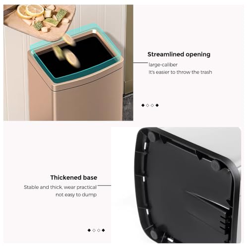 Image of 25L /6.6GAL Large Kitchen Trash Can,Tall Open Top Garbage Can,11.81 * 8.66 * 19.68inces,Smooth,Stainless Steel,Commercial,Hospital, Airport