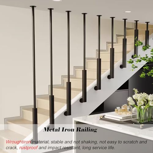 Rambarde d'escalier design en L avec barreaux dorés pour entrée et patio - 6